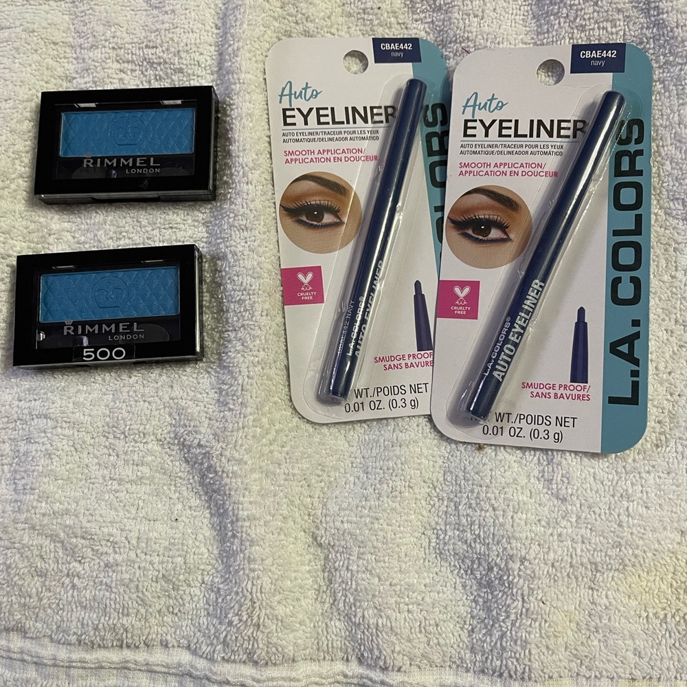 L.A. Colors Auto Eyeliner Duo in Navy and 2. Rimmel Powder Eyeshadows. New!